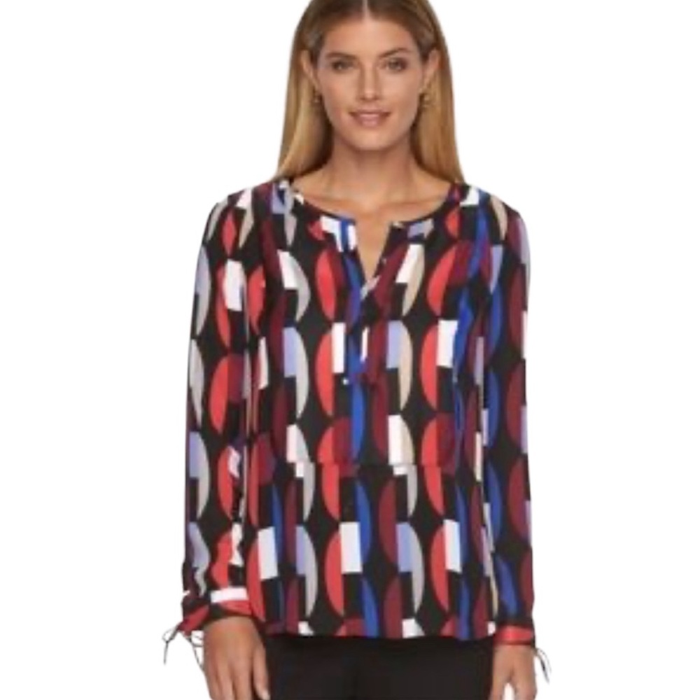 Dana Buchman Printed Long Sleeve Blouse